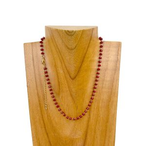 NKZ231116-19 15 Inches golden metal chain with red face cut crystal beads Necklace