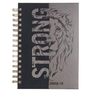 Journal Wirebound Black/Gray Be Strong Josh. 1:9