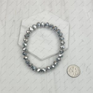 BR240713-13              Light brown face cut crystal Beads stretch Bracelet