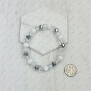 BR240713-31                     Black and white face cut crystal Beads stretch Bracelet