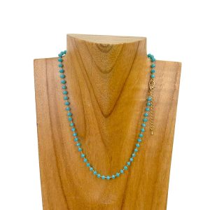 NKZ231116-30 15 Inches golden metal chain with green face cut crystal beads Necklace