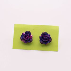 Faith in Bloom Floral Studs – Purple