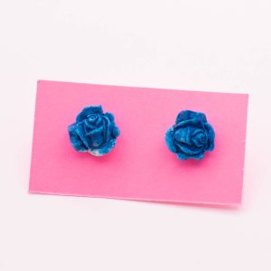 Keep Blooming Blue Rose Stud Earrings