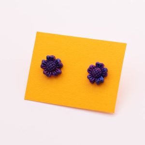 Shine On Purple Sunflower Stud Earrings