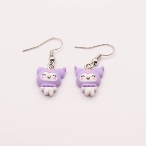 Playful Spirit Purple Character Drop Earrings