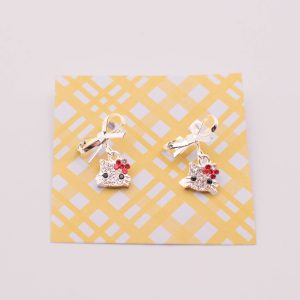 Sparkle & Smile Bow Cat Drop Earrings