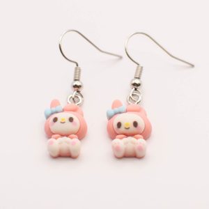 Sweetheart Pink Character Drop Earrings