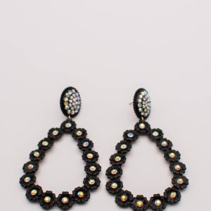 Light in the Dark Black Sparkle Statement Earrings