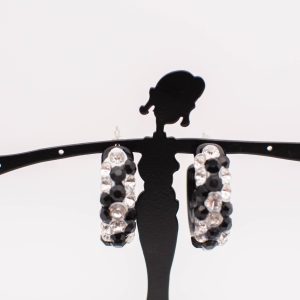Strength & Sparkle Black Crystal Hoop Earrings