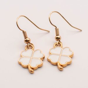 Little Luck White Clover Drop Earrings