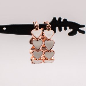 Hearts Together White & Rose-Gold Tone Hoops