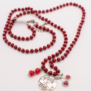 Love Grows Red Beaded Charm Necklace