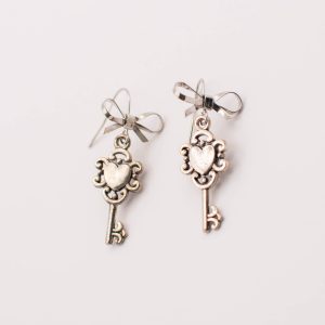 Key to My Heart Silver-Tone Earrings