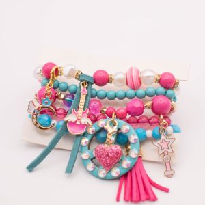 Choose Joy Pink & Turquoise Charm Bracelet Set
