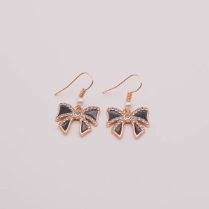 All Tied Up Black Bow Sparkle Earrings