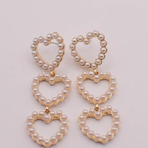 Love Multiplied Pearl Heart Drop Earrings