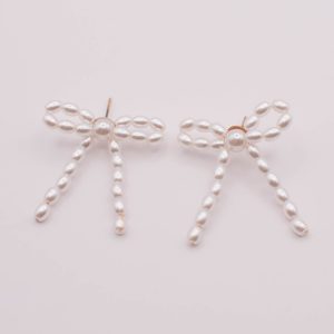 Graceful Moments Pearl Bow Stud Earrings