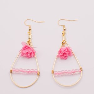 Bloom Bright Pink Floral Teardrop Earrings