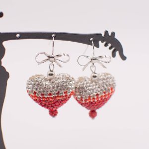 Heart on Fire Red & Silver Sparkle Earrings
