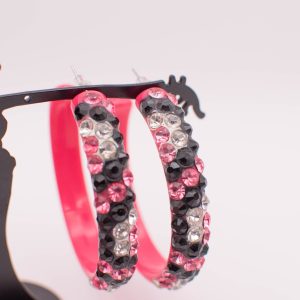 Confident in Pink Sparkle Hoop Earrings