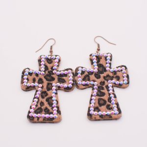 Wild Faith Leopard Cross Earrings