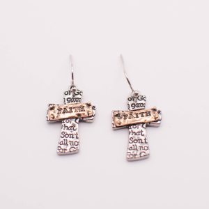 Faith Carries Me Cross Drop Earrings