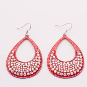 Courage in Color Red Sparkle Teardrop Earrings