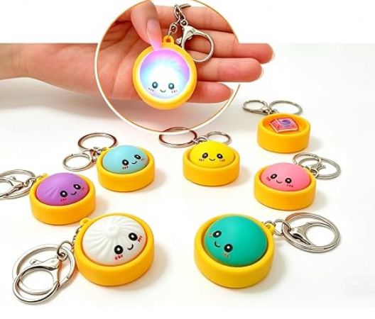 LIGHT UP DUMPLING FIDGET CLICKER KEYCHAIN/BAG CHARM